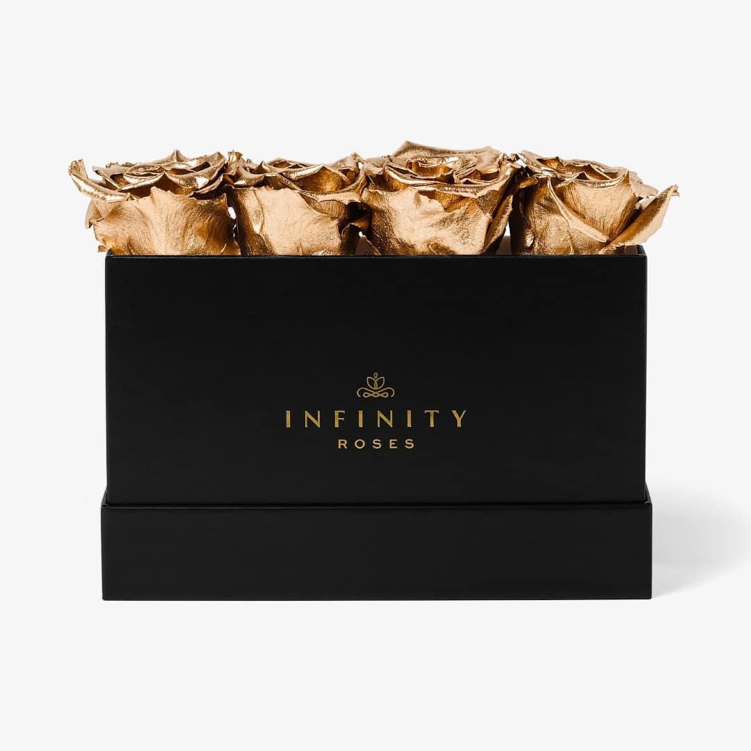 Small Rose Box - Gold Rose - Black Box