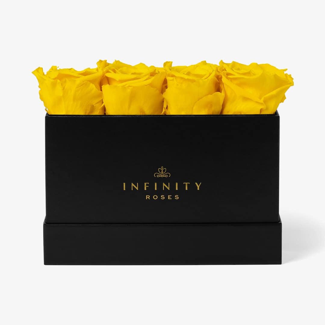 Small Rose Box - Yellow Rose - Black Box