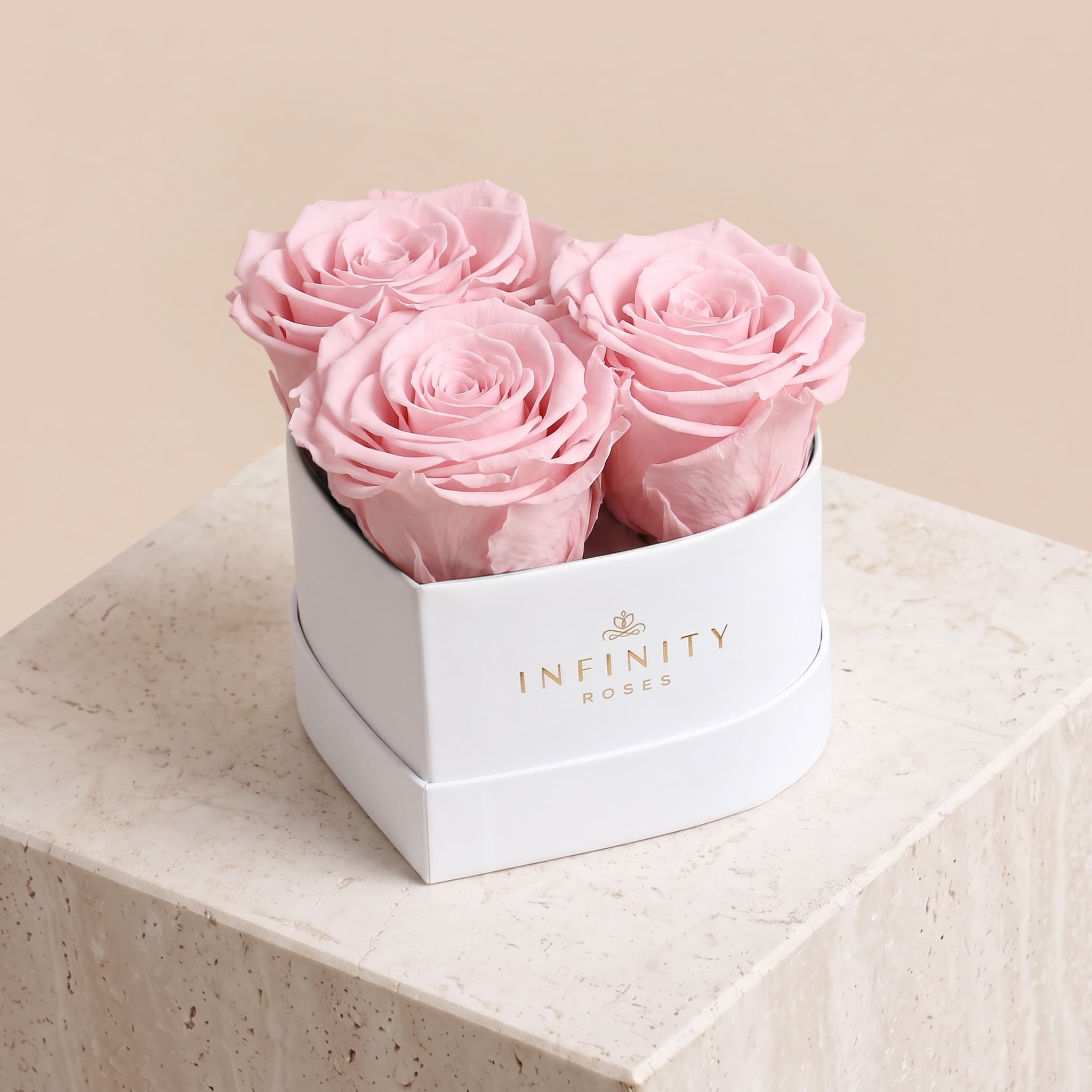 Small Heart Box - Pink Rose - White Box