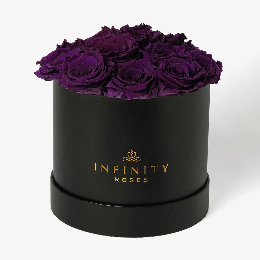 Large Bloom Rose Box - Violet Rose - Black Box