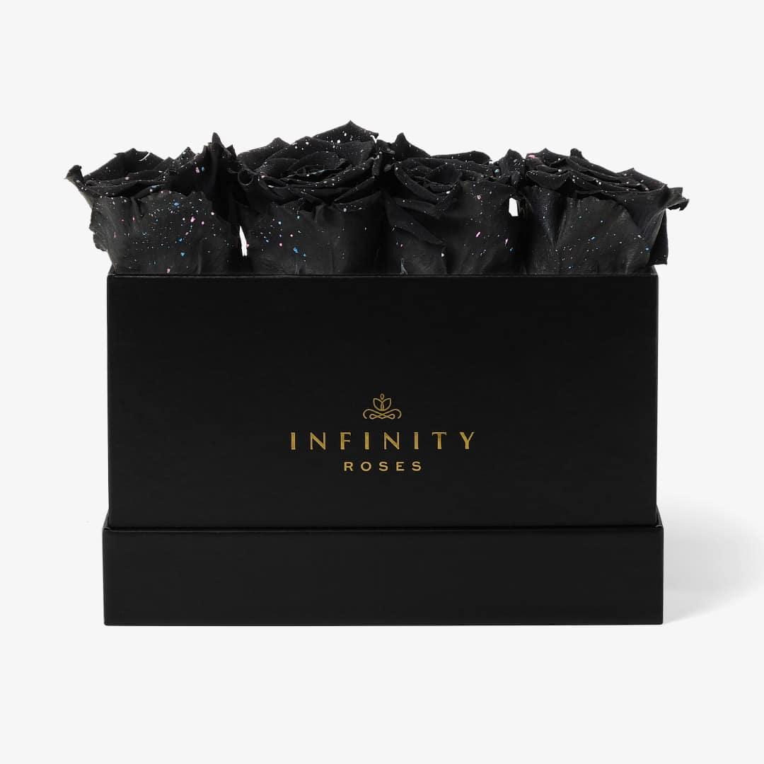 Small Rose Box - Black Galaxy Rose - Black Box
