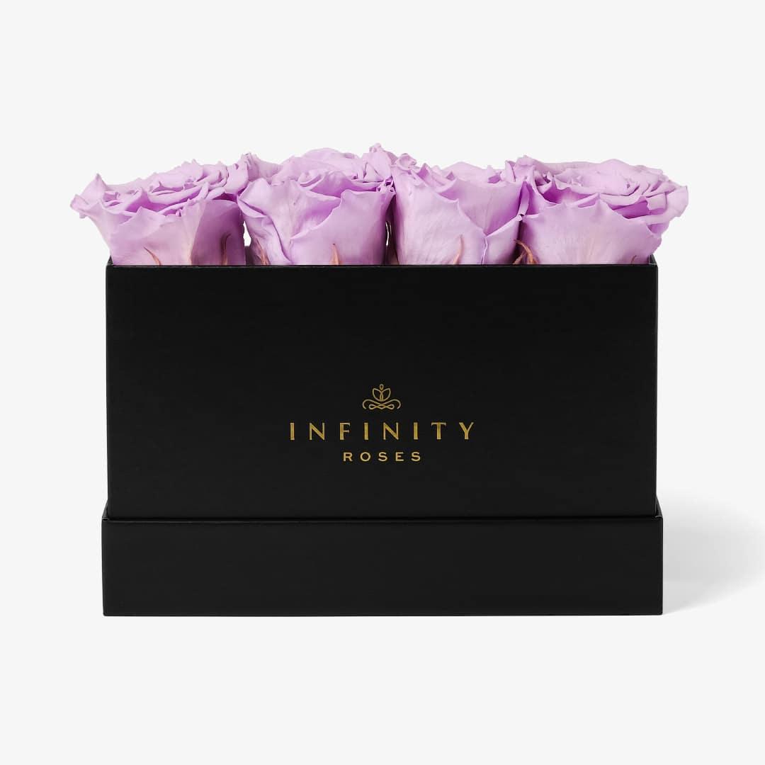 Small Rose Box - Lavender Rose - Black Box