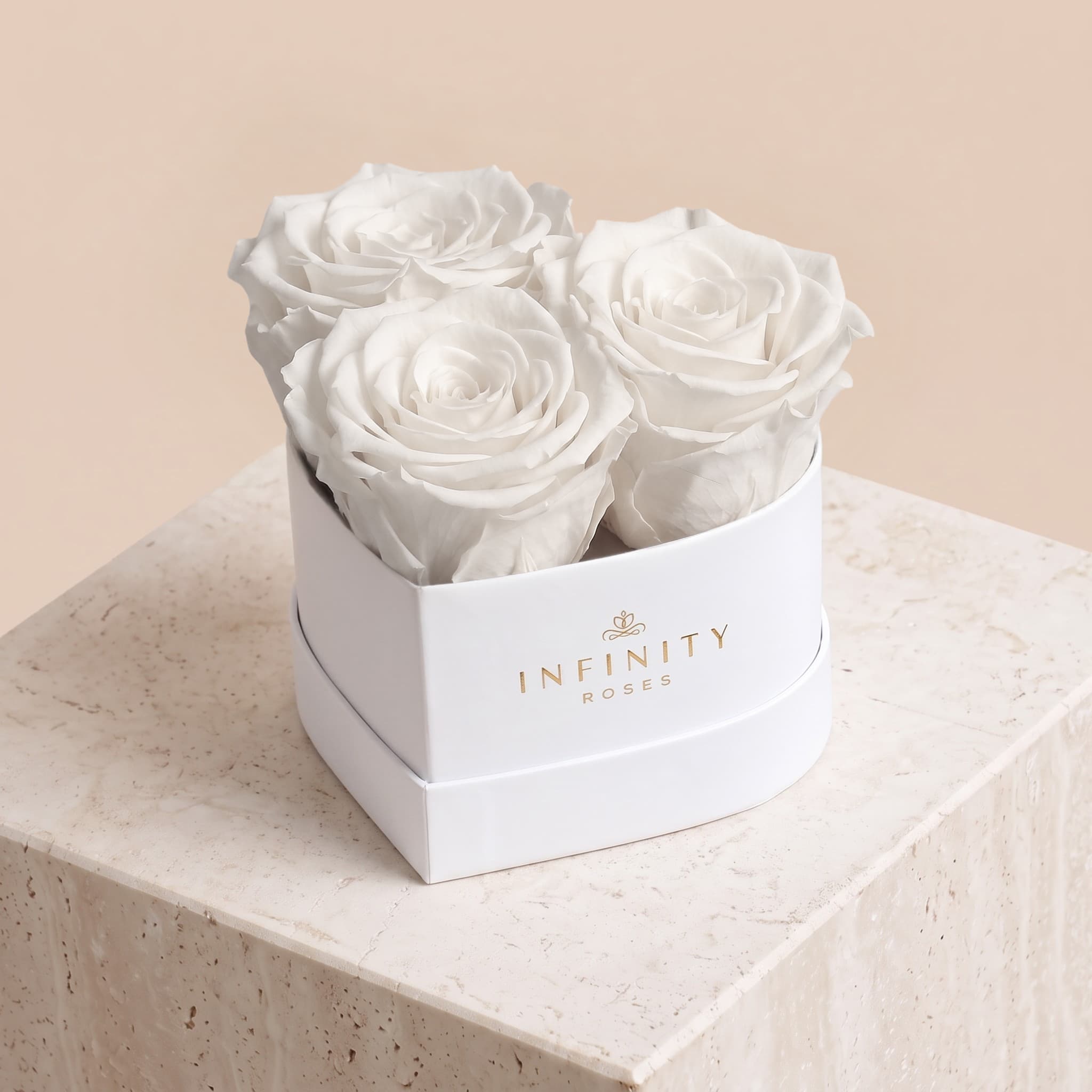 Small Heart Box - White Rose - White Box