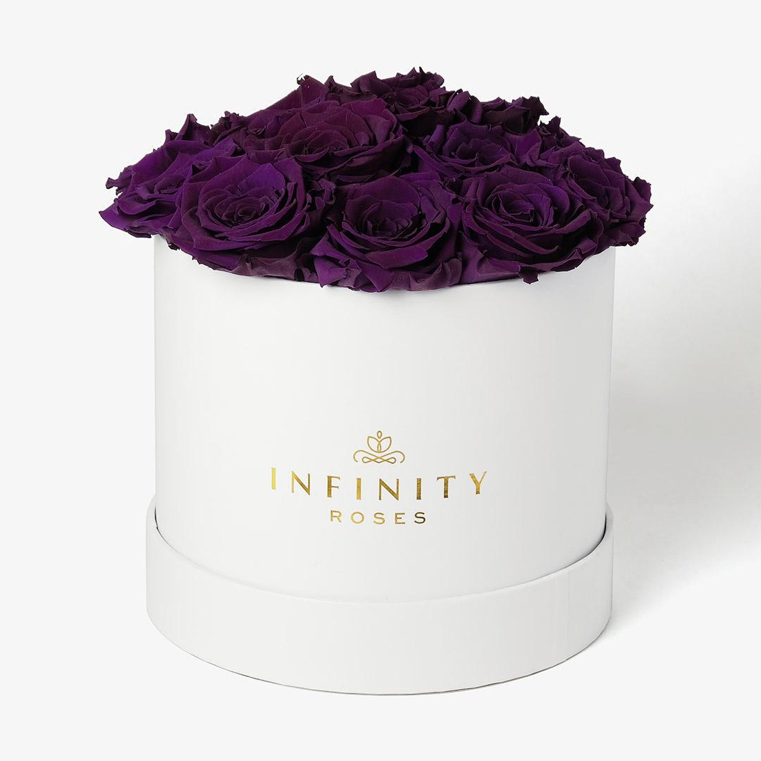 Large Bloom Rose Box - Violet Rose - White Box
