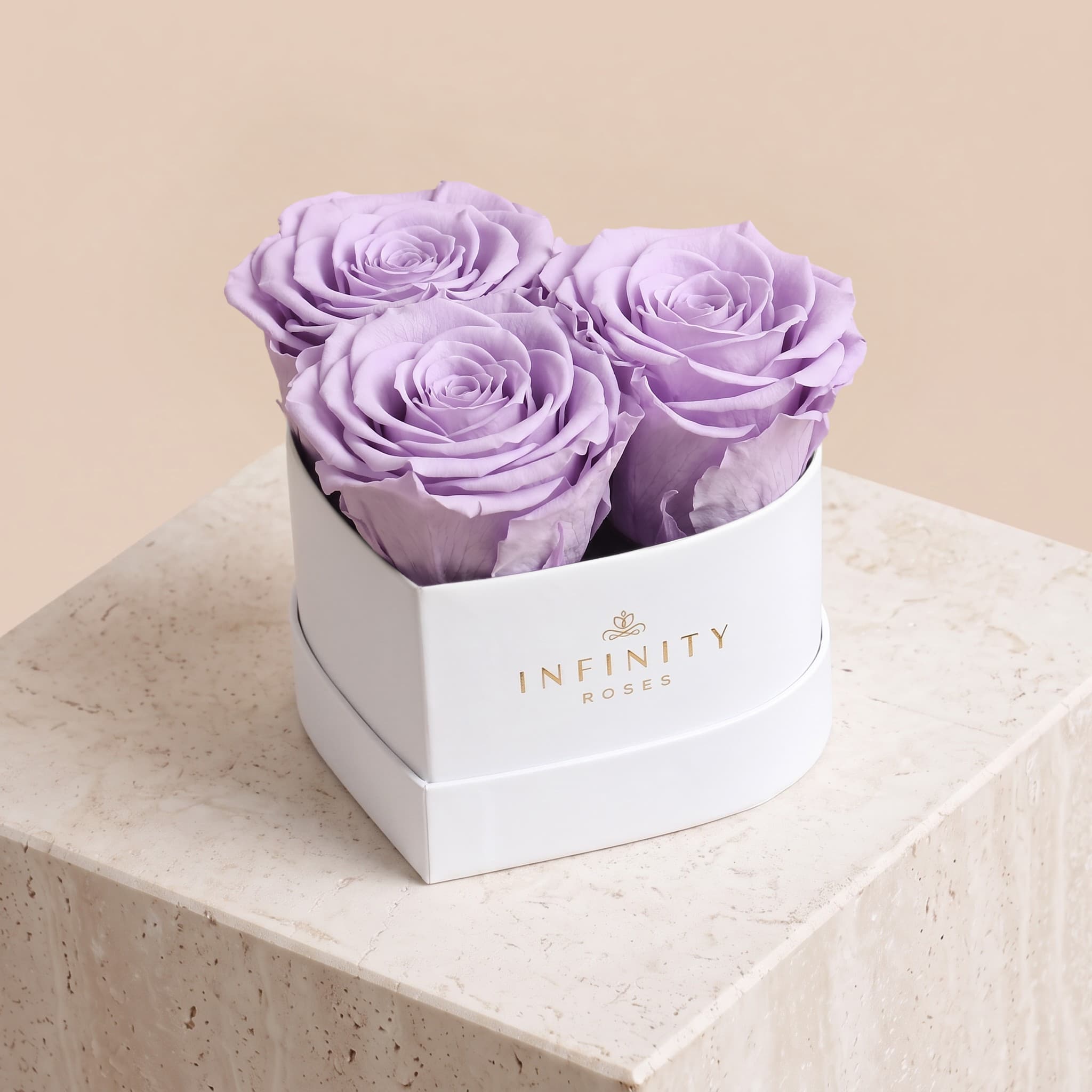 Small Heart Box - Lavender Rose - White Box