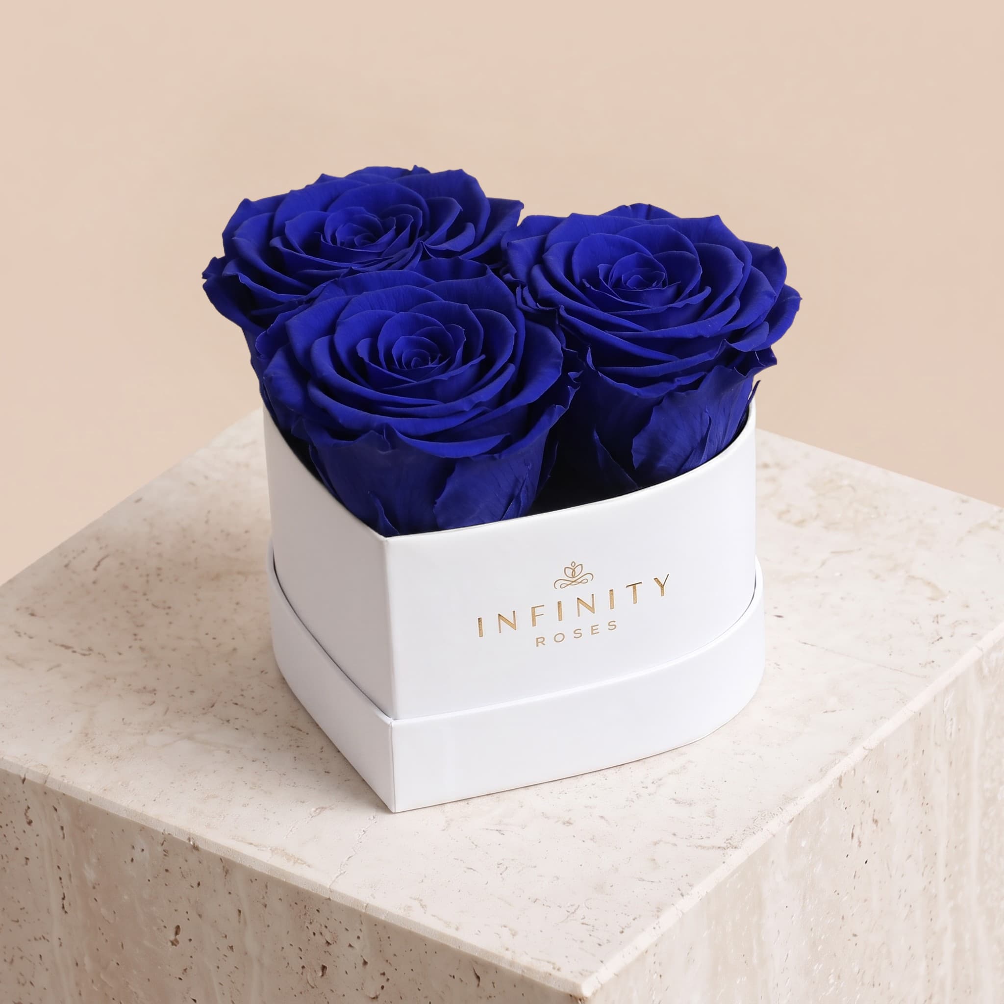 Small Heart Box - Royal Blue Rose - White Box