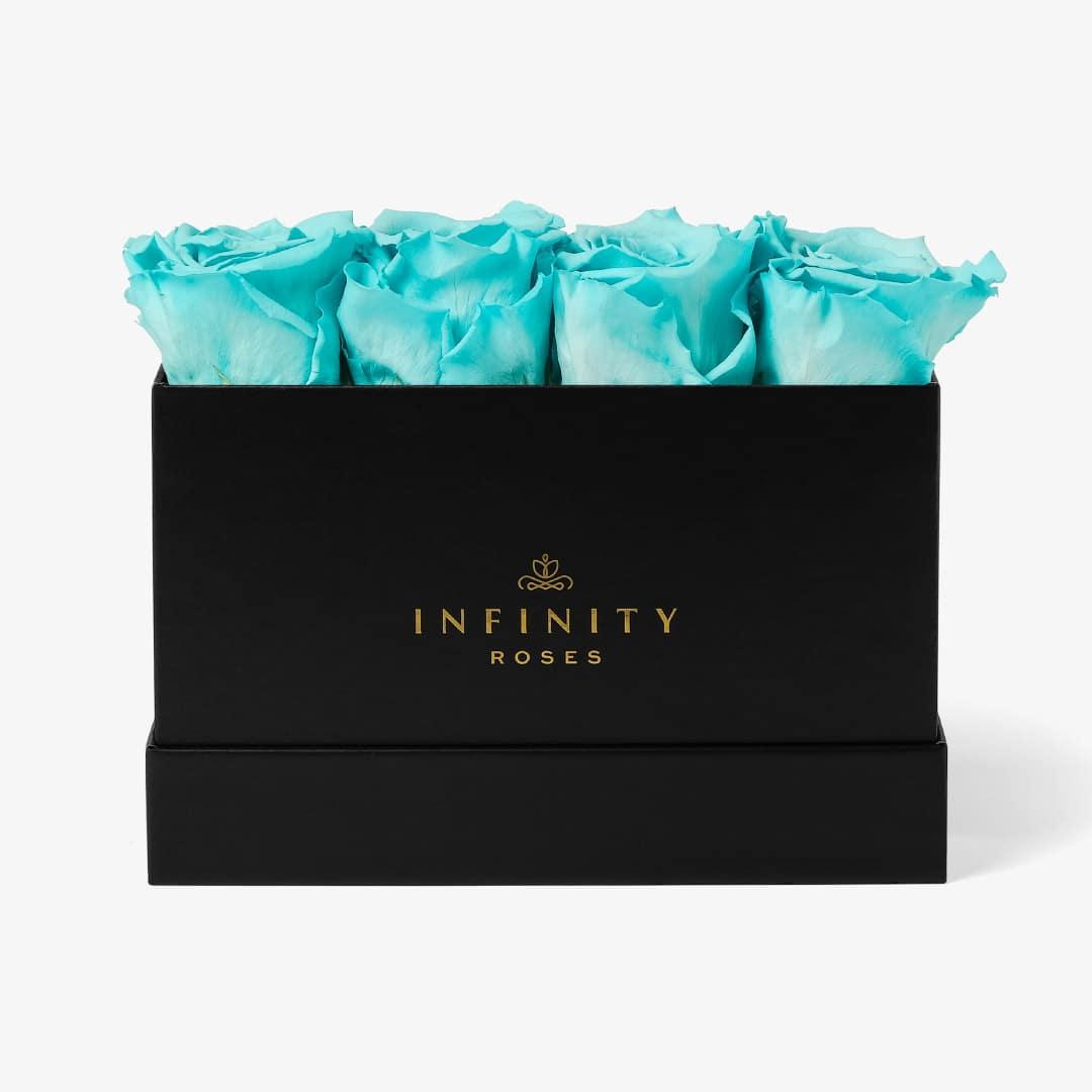 Small Rose Box - Turquoise Rose - Black Box