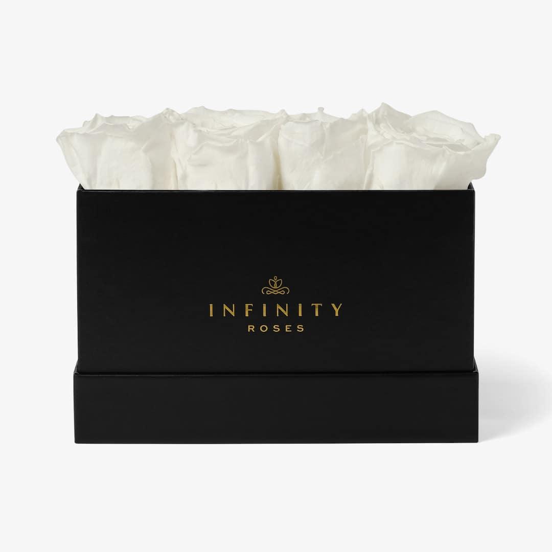 Small Rose Box - White Rose - Black Box