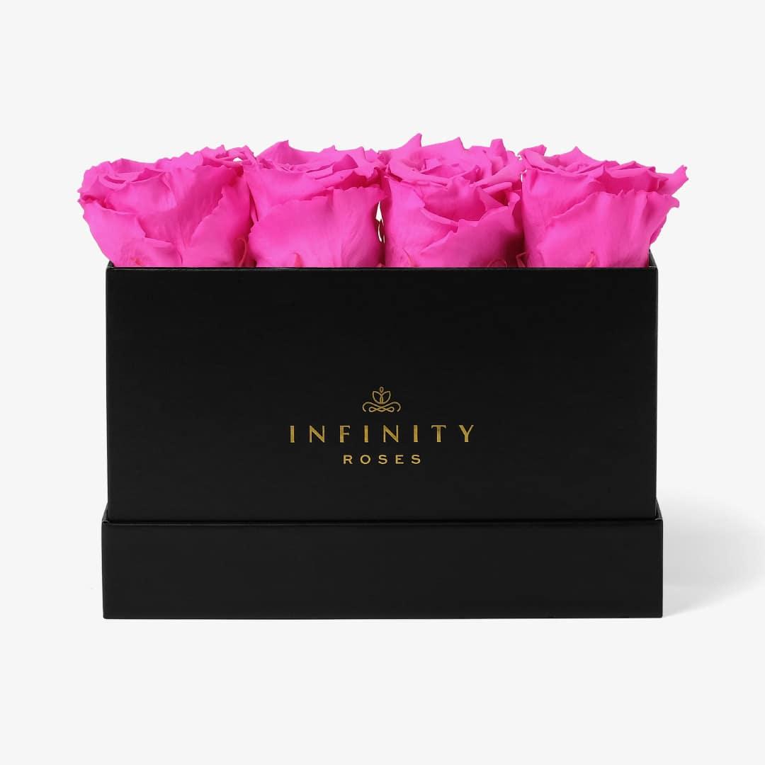 Small Rose Box - Hot Pink Rose - Black Box