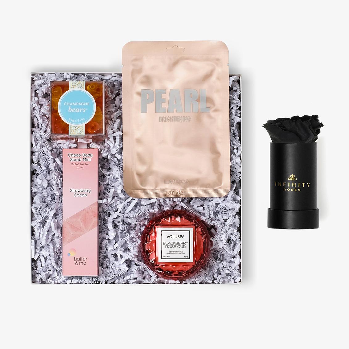 Pamper Bundle - Single Rose Box - Black Rose - Black Box
