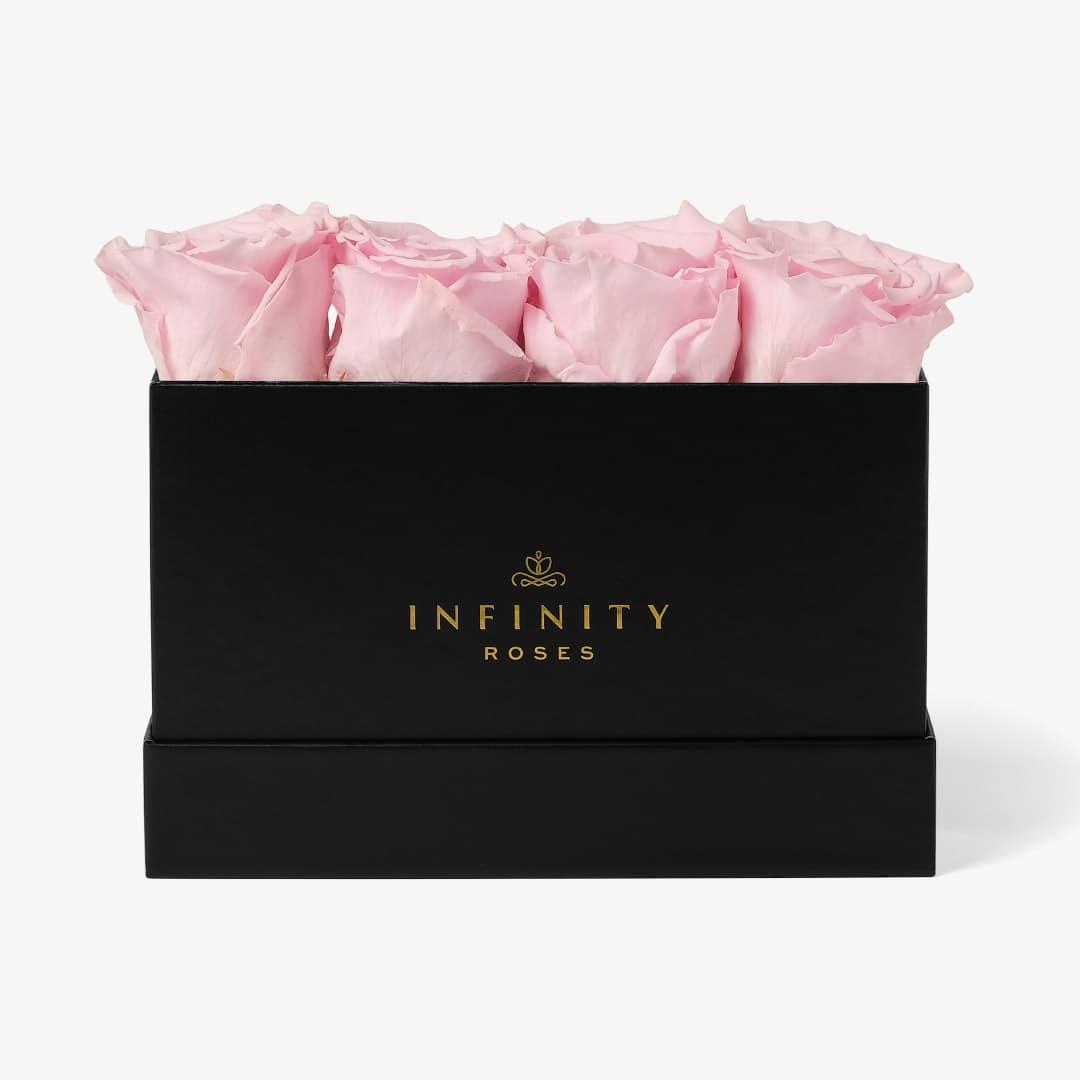 Small Rose Box - Pink Rose - Black Box