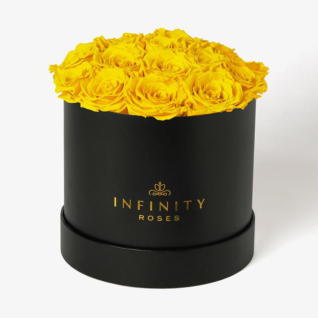 Large Bloom Rose Box - Yellow Rose - Black Box