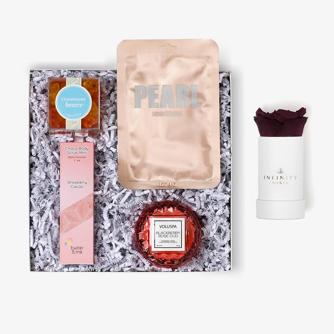 Pamper Bundle - Single Rose Box - Violet Rose - White Box