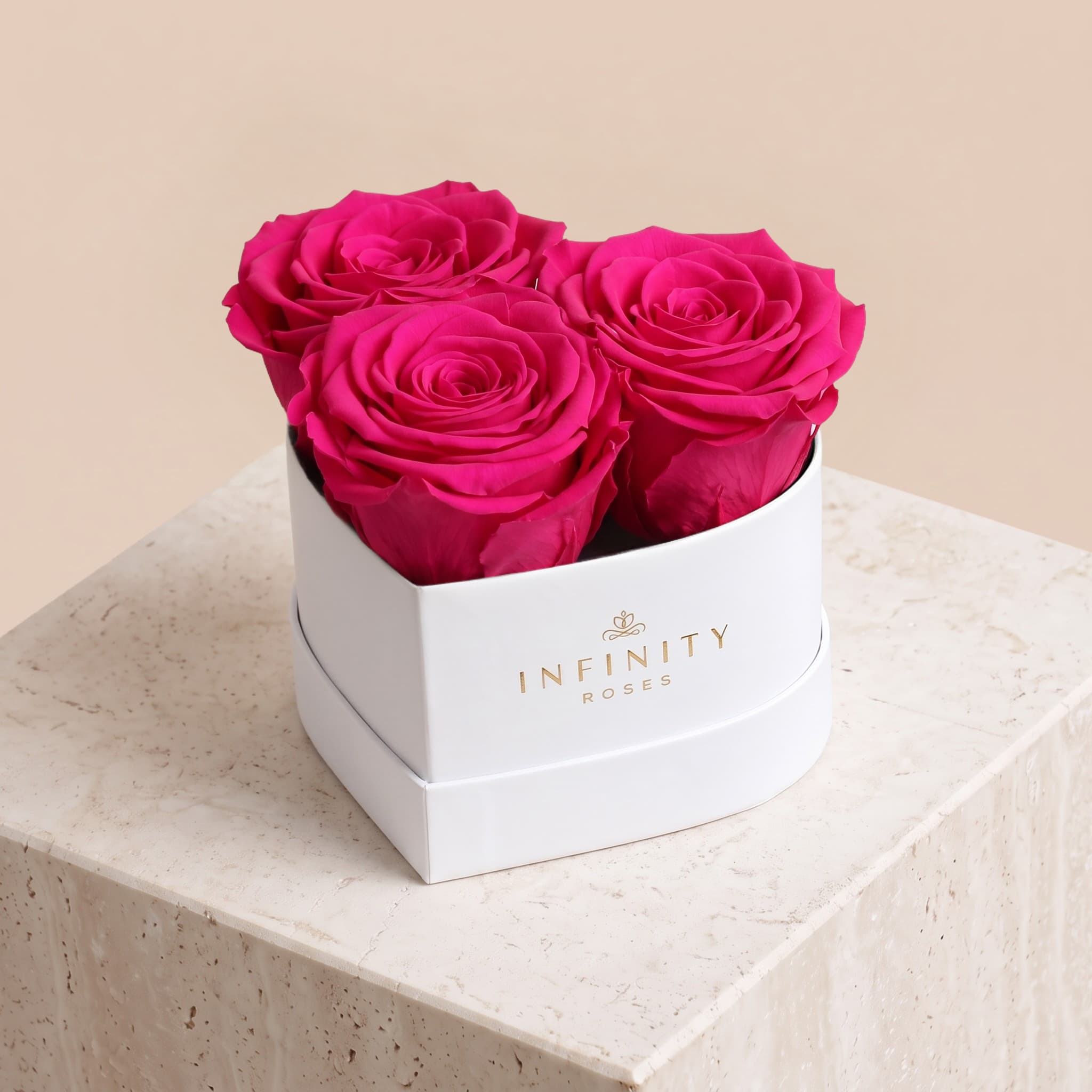 Small Heart Box - Fuchsia Rose - White Box