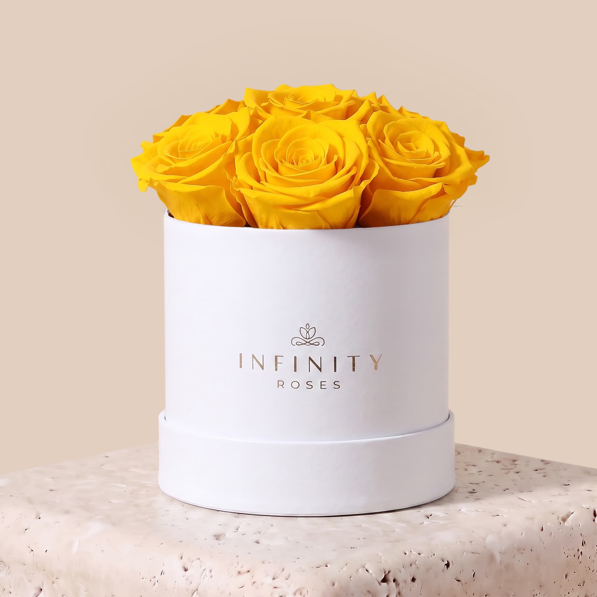 Medium Bloom Rose Box - Yellow Rose - White Box