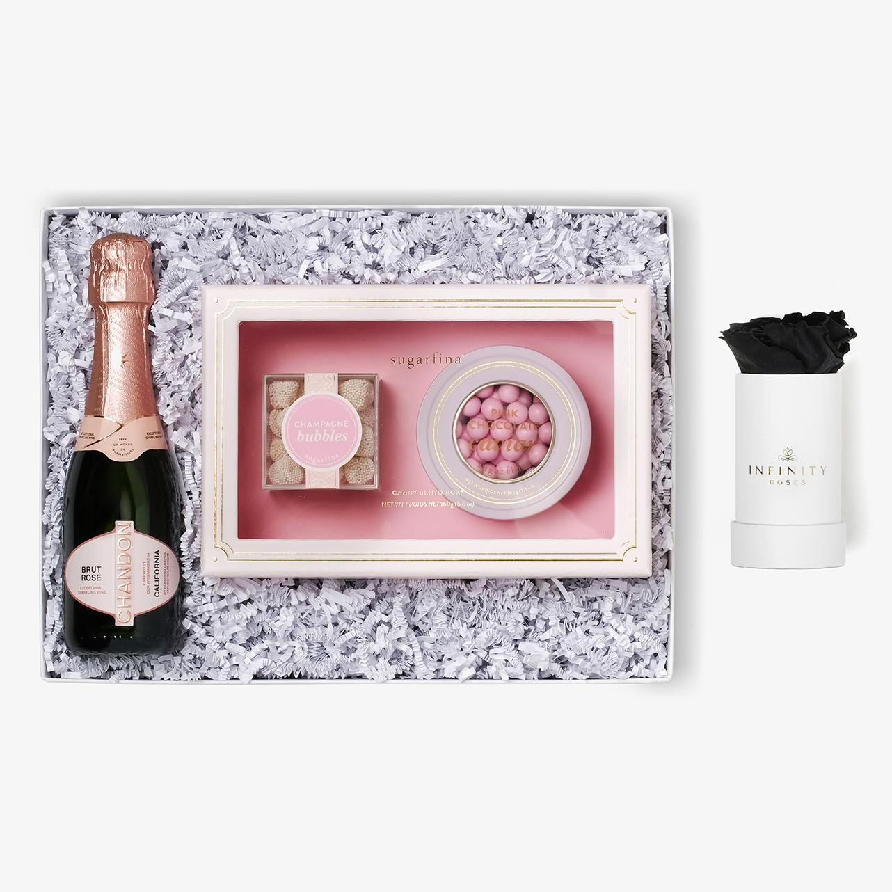Rosé & Caviar - Single Rose Box - Black Rose - White Box