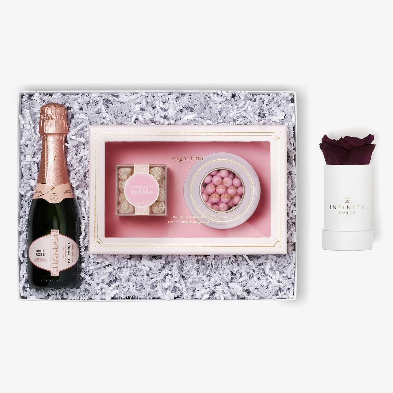 Rosé & Caviar - Single Rose Box - Violet Rose - White Box
