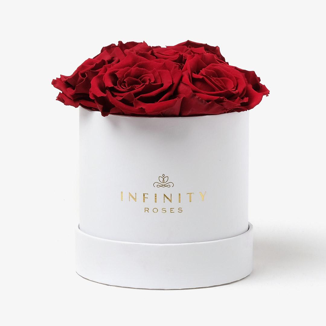 Medium Bloom Rose Box - Red Rose - White Box