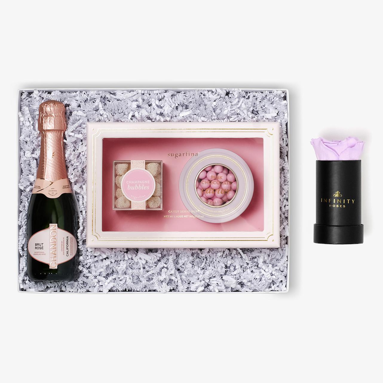 Rosé & Caviar - Single Rose Box - Lavender Rose - Black Box