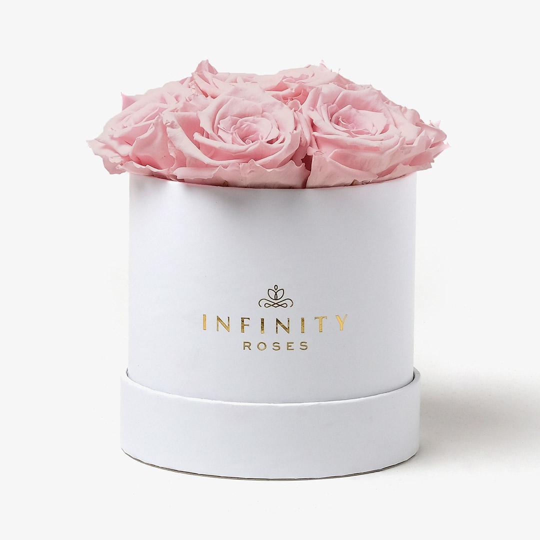 Medium Bloom Rose Box - Pink Rose - White Box