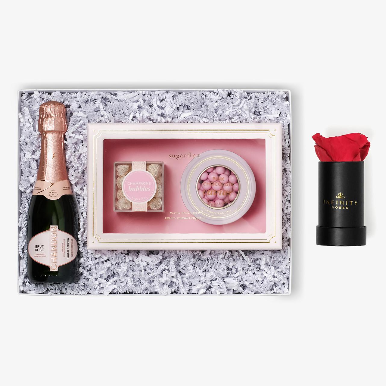 Rosé & Caviar - Single Rose Box - Red Rose - Black Box