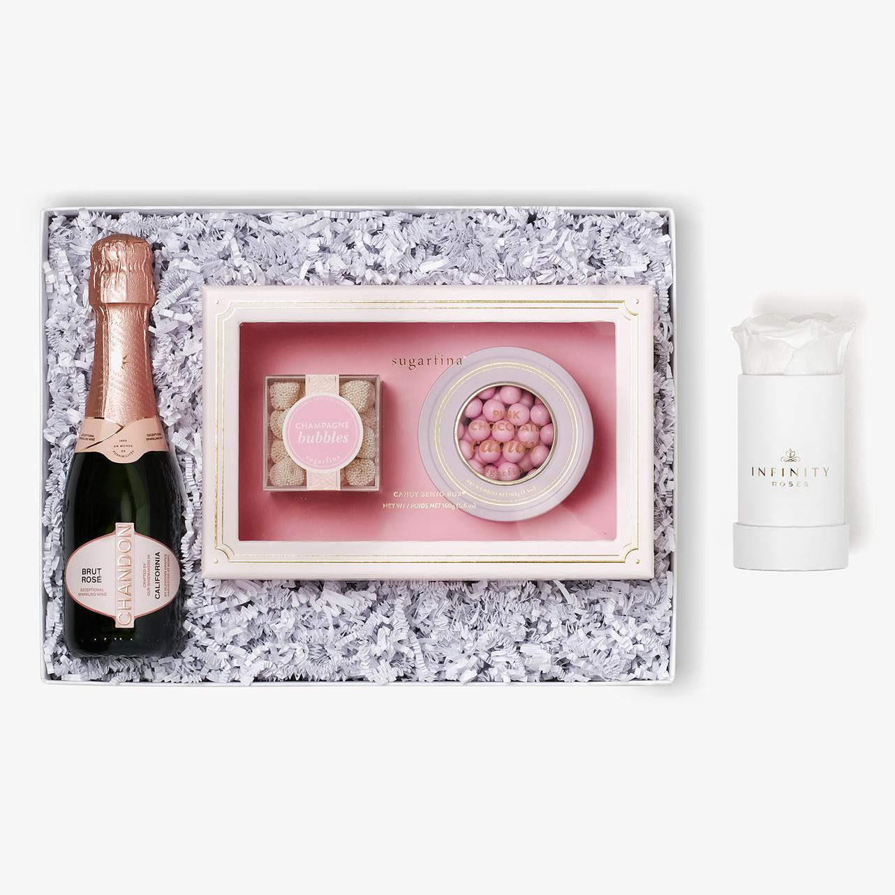 Rosé & Caviar - Single Rose Box - White Rose - White Box