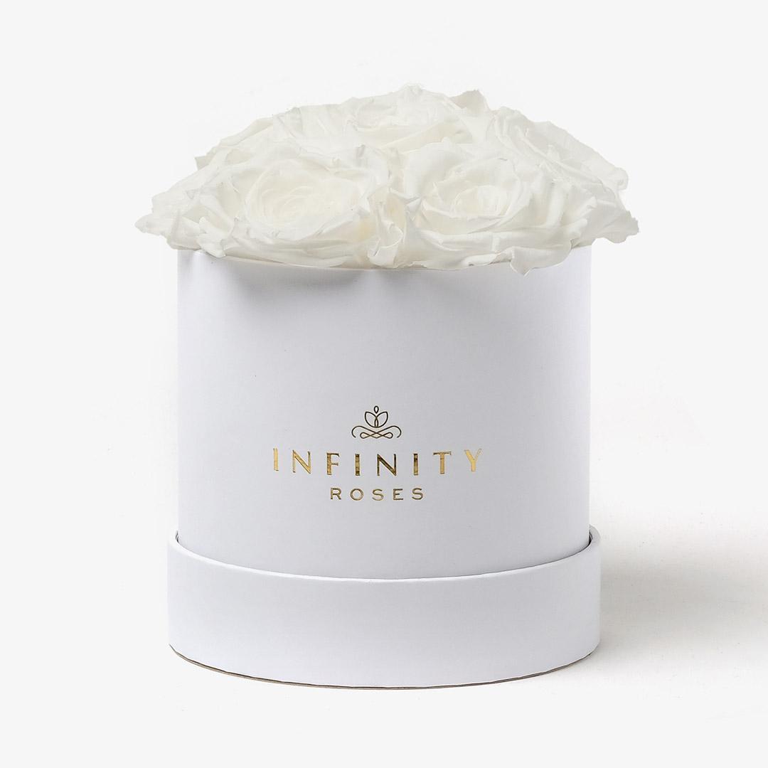 Medium Bloom Rose Box - White Rose - White Box