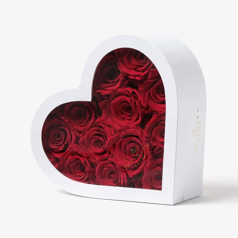 Heart Shaped Infinite Rose Box - Genuine Long Lasting Roses | Preserved  Flowers | Gift (White Heart, Pink Roses, 6 ct)