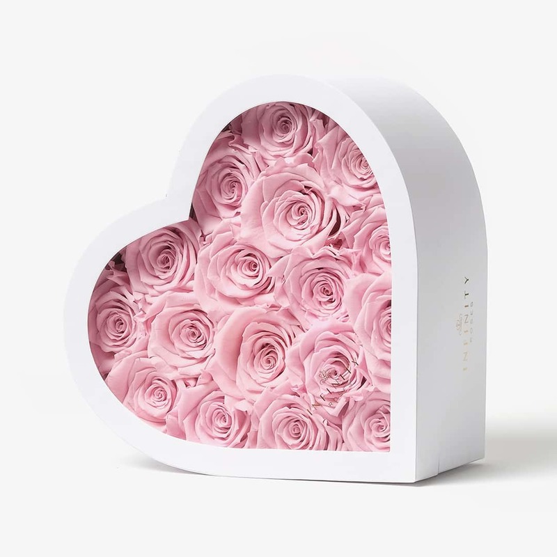 Heart Shaped Infinite Rose Box - Genuine Long Lasting Roses | Preserved  Flowers | Gift (White Heart, Pink Roses, 6 ct)